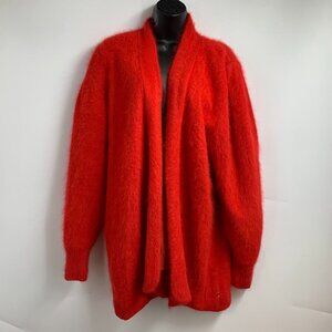 Cavalini Women's Vintage Angora Wool Open Front Mid Length Cardigan Size L